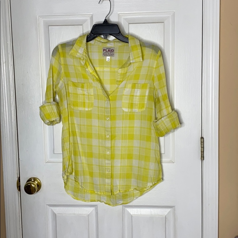 Yellow plaid button down